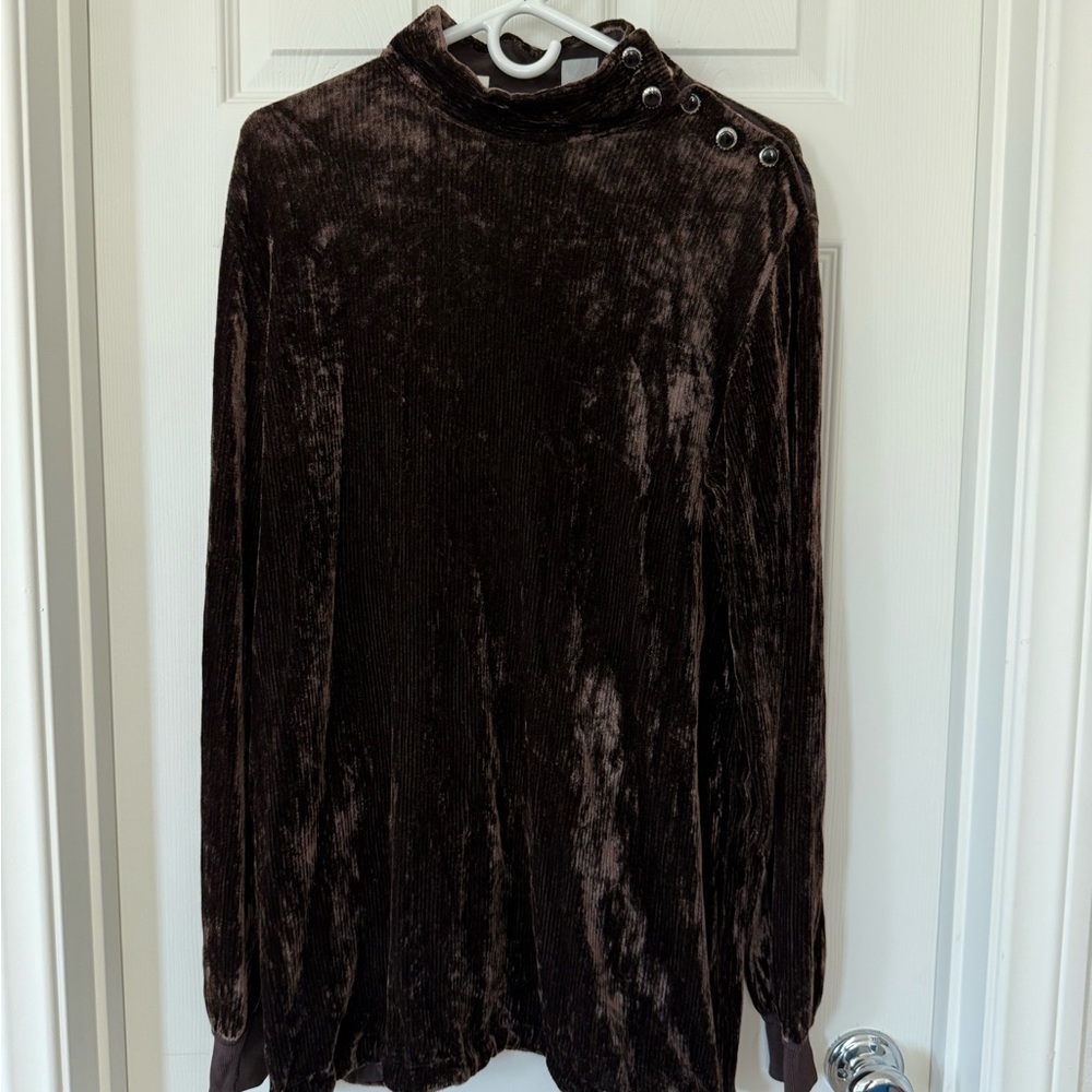 Gianfranco Ferre Brown Long Sleeve Mandarin Collar Blouse